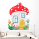Cute Little Mushroom House Wall Decal