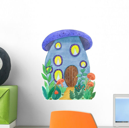 Blue Mushroom House Wall Decal