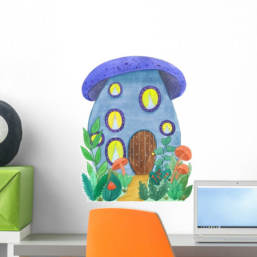 Blue Mushroom House Wall Decal
