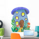 Blue Mushroom House Wall Decal