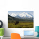 Two Caribou Feeding On Tundra With Mt Mckinley And Alaska Range Wall Mural