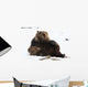 A Pair Of Adult Brown Bears Wrestle Playfully In Snow Wall Mural