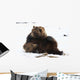 A Pair Of Adult Brown Bears Wrestle Playfully In Snow Wall Mural