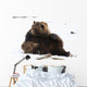 A Pair Of Adult Brown Bears Wrestle Playfully In Snow Wall Mural