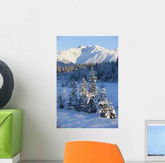 Scenic View Of Chugach Mountains And Snowcovered Landscape Wall Mural