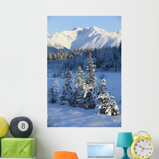 Scenic View Of Chugach Mountains And Snowcovered Landscape Wall Mural