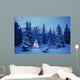 Spruce Tree In Forest With Christmas Lights Ak Winter Wall Mural