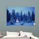 Spruce Tree In Forest With Christmas Lights Ak Winter Wall Mural