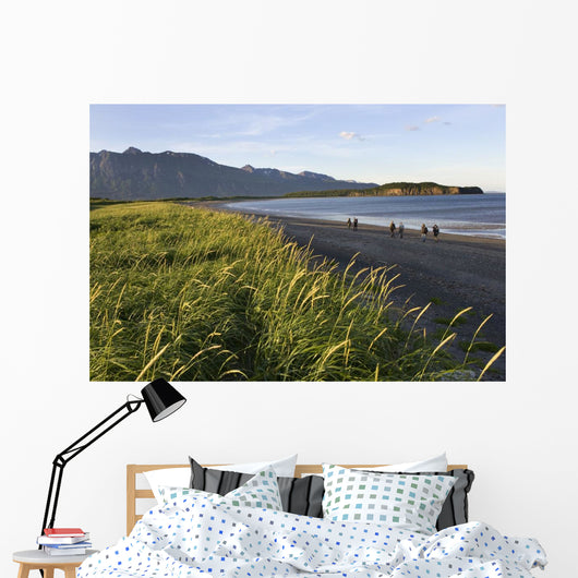 Tourists View Hallo Bay Near The Mouth Of Big River With Yak Peak Wall Mural