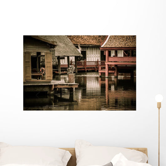 Peaceful Thai Floating Architecture Wall Decal