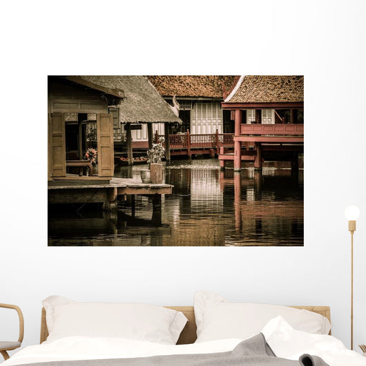 Peaceful Thai Floating Architecture Wall Decal