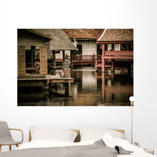 Peaceful Thai Floating Architecture Wall Decal