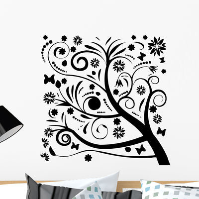 Black Silhouette Tree and shown on a wall