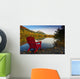 Red Adirondak Chair Along Lakeshore, Alaska Wall Mural