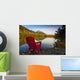Red Adirondak Chair Along Lakeshore, Alaska Wall Mural
