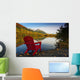 Red Adirondak Chair Along Lakeshore, Alaska Wall Mural