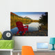 Red Adirondak Chair Along Lakeshore, Alaska Wall Mural