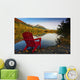 Red Adirondak Chair Along Lakeshore, Alaska Wall Mural