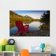 Red Adirondak Chair Along Lakeshore, Alaska Wall Mural