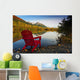 Red Adirondak Chair Along Lakeshore, Alaska Wall Mural