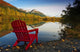 Red Adirondak Chair Along Lakeshore, Alaska Wall Mural