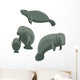 Cute Manatee Family Wall Decal Sticker Set