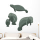 Cute Manatee Family Wall Decal Sticker Set