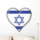 bottone cuore israeliano- israel button heart flag Wall Decal