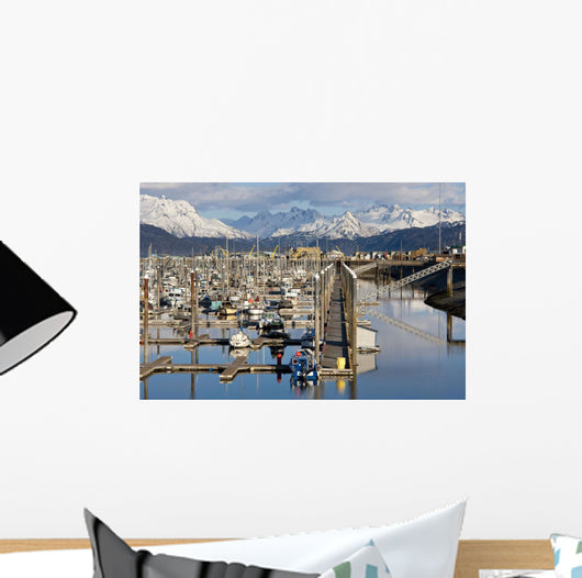 Homer Boat Harbor In Spring, Kenai Peninsula, Alaska Wall Mural