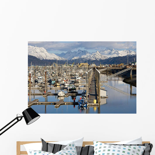 Homer Boat Harbor In Spring, Kenai Peninsula, Alaska Wall Mural