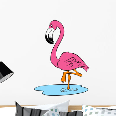 Flamingo Wall Decal shown on a wall