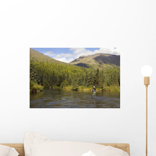Fly Fisherman Casting for Wall Decal