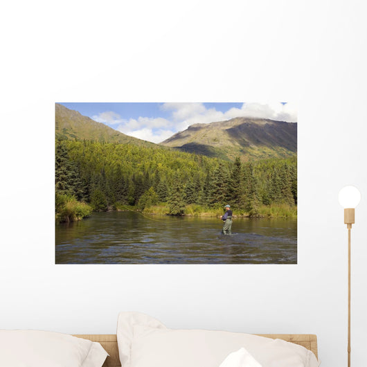 Fly Fisherman Casting for Wall Decal