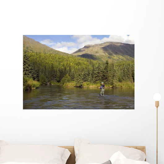 Fly Fisherman Casting for Wall Decal