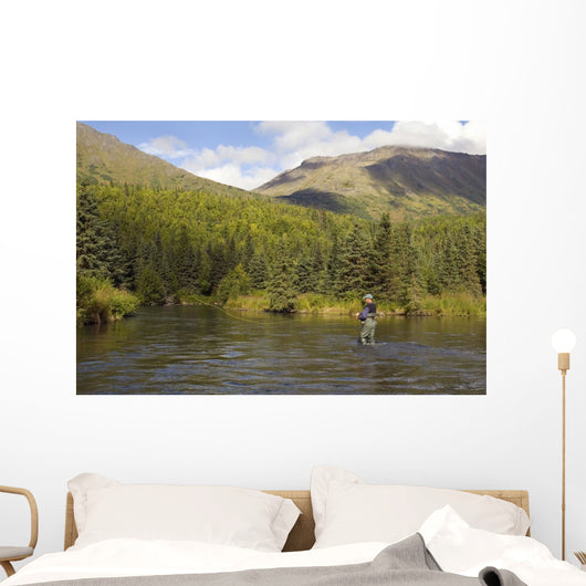 Fly Fisherman Casting for Wall Decal