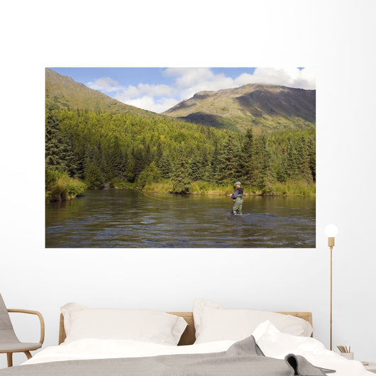 Fly Fisherman Casting for Wall Decal