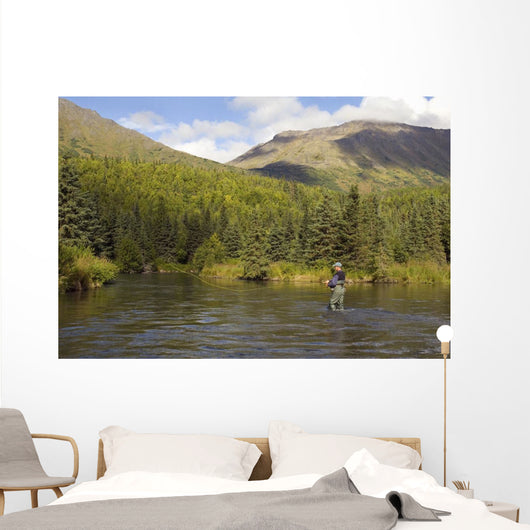 Fly Fisherman Casting for Wall Decal