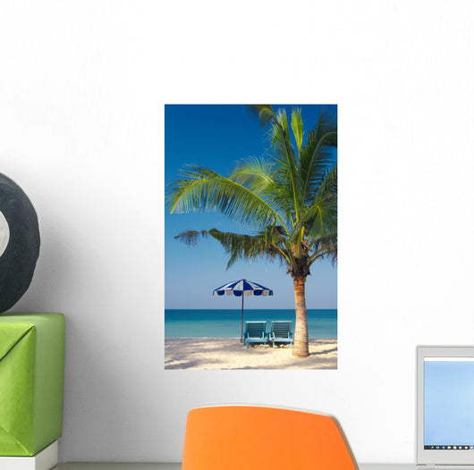 palm chairs & umbrella Wall Mural