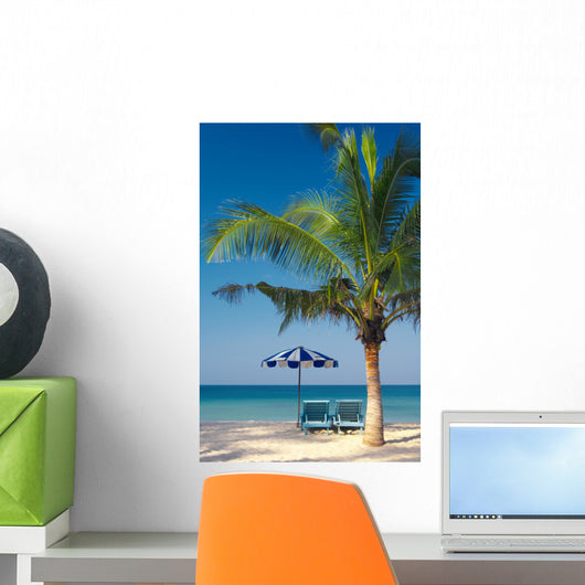 palm chairs & umbrella Wall Mural