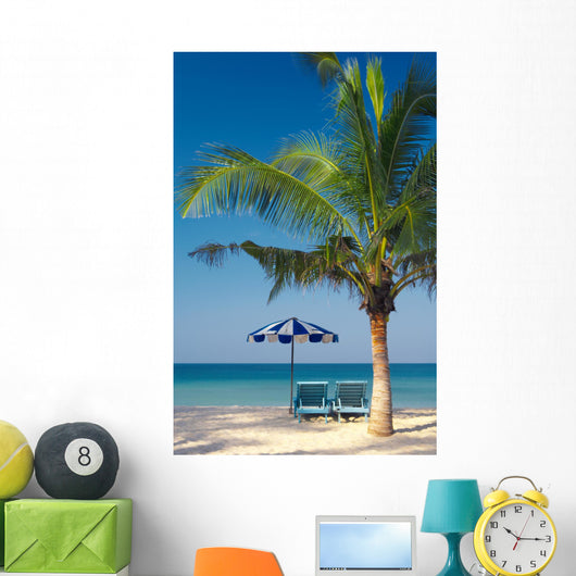 palm chairs & umbrella Wall Mural