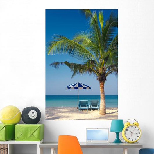 palm chairs & umbrella Wall Mural