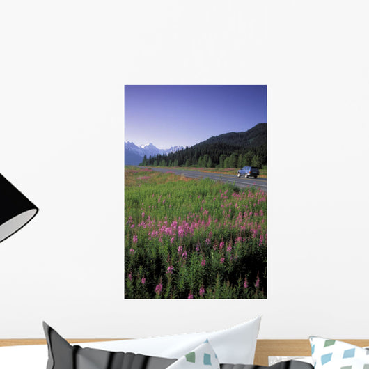 Autombiles On Seward Highway In Kenai Mtns Kp Ak Summer Wall Mural