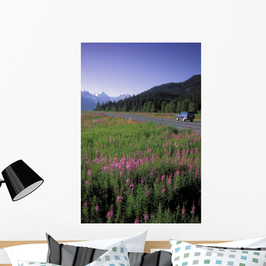 Autombiles On Seward Highway In Kenai Mtns Kp Ak Summer Wall Mural
