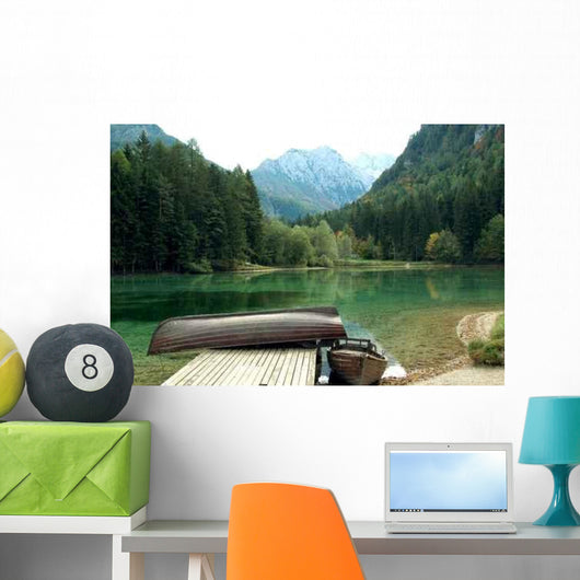 Lake and Wooden Boats Wall Decal