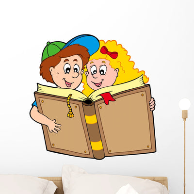 School Boy and Girl shown on a wall