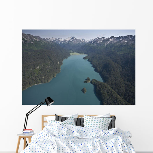 Aerial View Of Tutka Bay And Kenai Mountains Wall Mural
