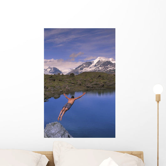 Man Dives into Lake Wall Decal
