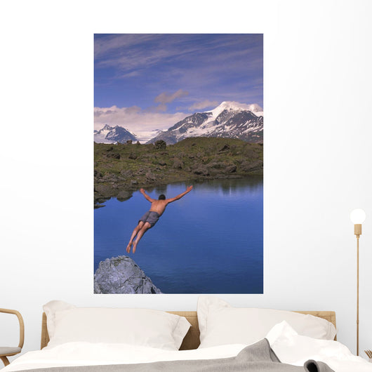 Man Dives into Lake Wall Decal
