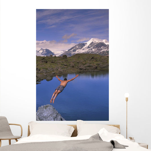 Man Dives into Lake Wall Decal