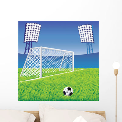 Soccer Detailed Goal and Wall Mural shown on a wall